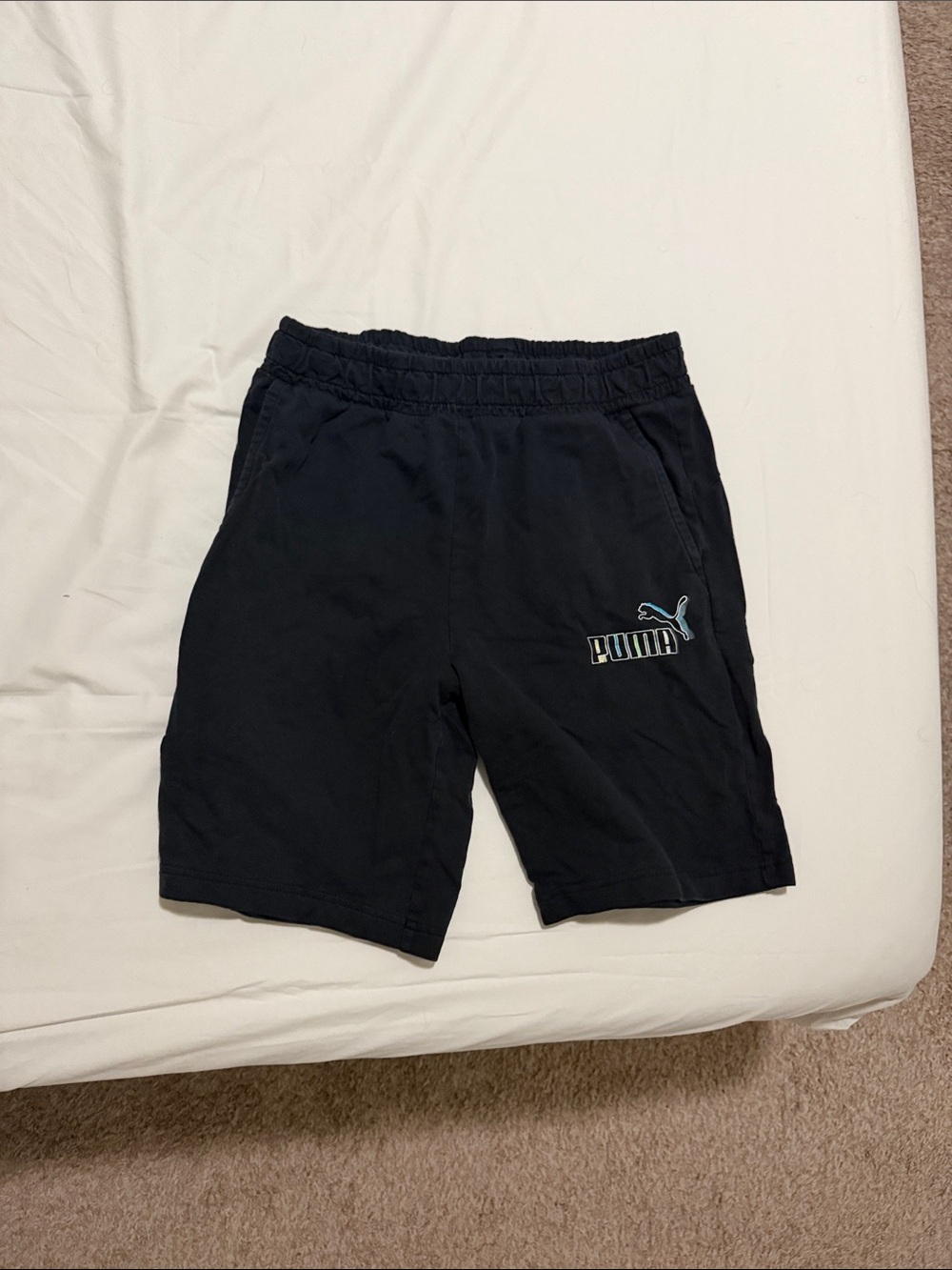 Puma Black Athletic Shorts with Logo Accent